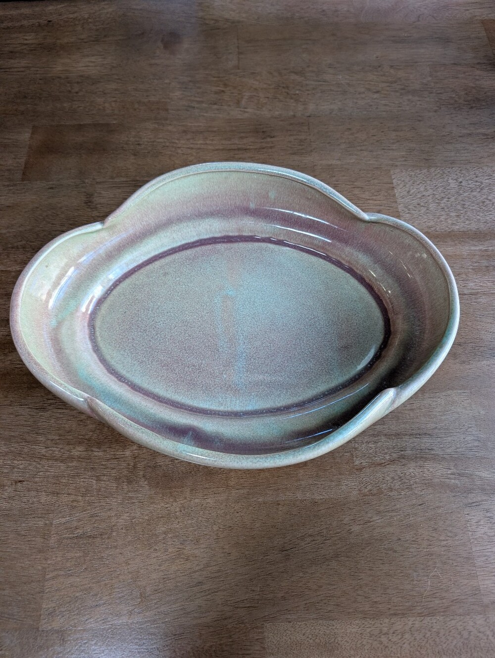 Vtg MCM West Coast Pottery Oval Serving Bowl Dish Violet Green Pink #617 Pastel